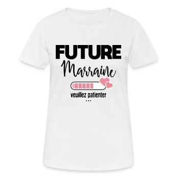 Future marraine veuillez patienter - T-shirt respirant Femme - blanc - Devant - AI Model Female 172 dark (172cm)
