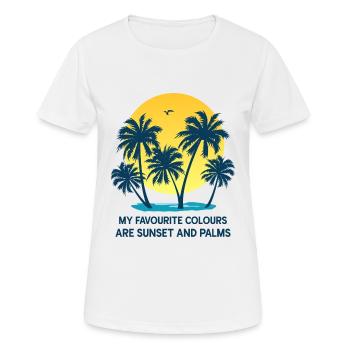 palmiers coucher de soleil d’été mer couleurs préférées - T-shirt respirant Femme - blanc - Devant - AI Model Female 172 dark (172cm)