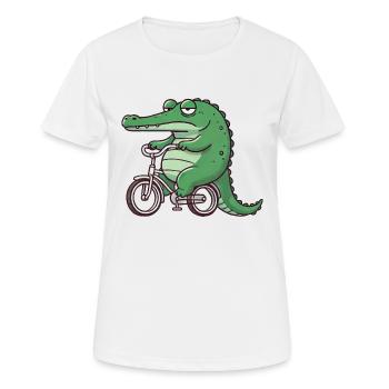 Cycliste crocodile lus fantaisiste s’ennuyé - T-shirt respirant Femme - blanc - Devant - AI Model Female 172 dark (172cm)