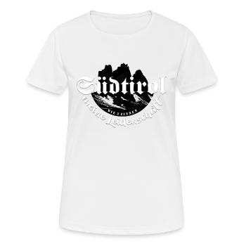 Tyrol du Sud Ma passion Dolomites 3 Pics - T-shirt respirant Femme - blanc - Devant - AI Model Female 172 dark (172cm)