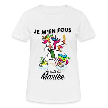 Je M'En Fous Je Suis Mariée Femme Licorne Humour - T-shirt respirant Femme - blanc - Devant - AI Model Female 172 dark (172cm)