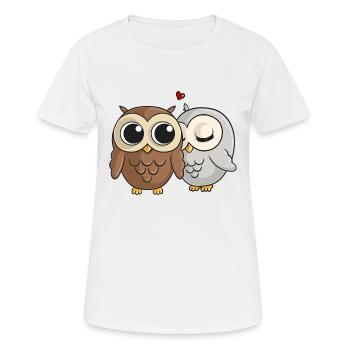 Verliebte Comic Eulen - Frauen T-Shirt atmungsaktiv - Weiß - Vorne - AI Model Female 172 dark (172cm)