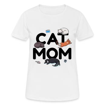 Chat Maman - Cat Cat Lady Mama Kitty Meow - T-shirt respirant Femme - blanc - Devant - AI Model Female 172 dark (172cm)