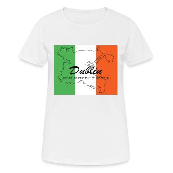 Dublin - Hauptstadt mit GPS & Flagge - Frauen T-Shirt atmungsaktiv - Weiß - Vorne - AI Model Female 172 dark (172cm)