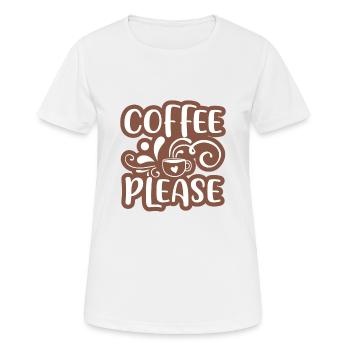 Café s’il vous plaît Autocollant Design 01 - T-shirt respirant Femme - blanc - Devant - AI Model Female 172 dark (172cm)