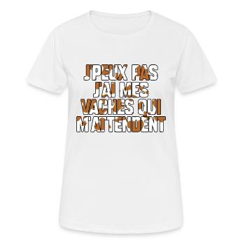 Ich kann nicht, ich habe meine Kühe, die auf mich warten - Frauen T-Shirt atmungsaktiv - Weiß - Vorne - AI Model Female 172 dark (172cm)