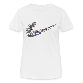 La grosse vague au large de Kanagawa - T-shirt respirant Femme - blanc - Devant - AI Model Female 172 dark (172cm)
