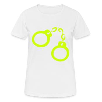 Handschellen Gelb - Frauen T-Shirt atmungsaktiv - Weiß - Vorne - AI Model Female 172 dark (172cm)