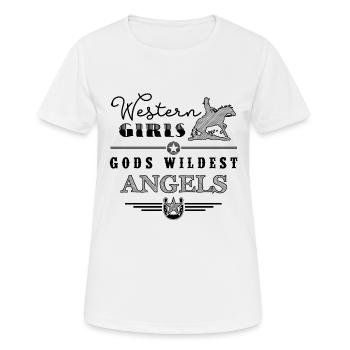 Les filles occidentales sont les anges les plus fous des dieux - T-shirt respirant Femme - blanc - Devant - AI Model Female 172 dark (172cm)