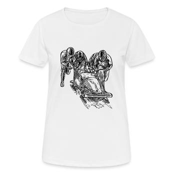 Bobsleigh four-man bobsleigh in the ice channel - Women's Breathable T-Shirt - white - Front - AI Model Female 172 dark (172cm)