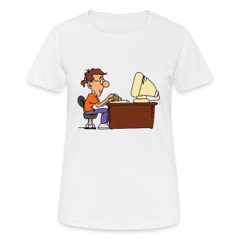 pc mann schreibtisch büro homeoffice beamter job - Frauen T-Shirt atmungsaktiv - Weiß - Vorne - AI Model Female 172 dark (172cm)