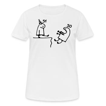 51 ans : Adieu âge 50 ans, Joyeux 51e anniversaire - T-shirt respirant Femme - blanc - Devant - AI Model Female 172 dark (172cm)