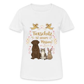 Tierschutz ist unsere Mission - Frauen T-Shirt atmungsaktiv - Weiß - Vorne - AI Model Female 172 dark (172cm)