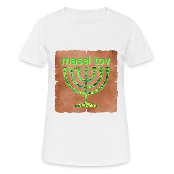 masel tov e 35 - Frauen T-Shirt atmungsaktiv - Weiß - Vorne - AI Model Female 172 dark (172cm)