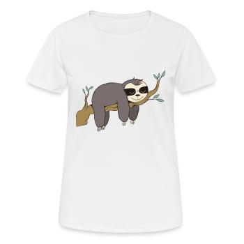 Faultier ist faul auf dem Baum Lustiges Bild - Frauen T-Shirt atmungsaktiv - Weiß - Vorne - AI Model Female 172 dark (172cm)