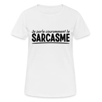 Je Parle Couramment Le Sarcasme Pour Sarcastiques - T-shirt respirant Femme - blanc - Devant - AI Model Female 172 dark (172cm)