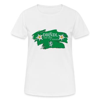 mei Dirndl wird grod gwoschn Steiermark Dialekt - Frauen T-Shirt atmungsaktiv - Weiß - Vorne - AI Model Female 172 dark (172cm)