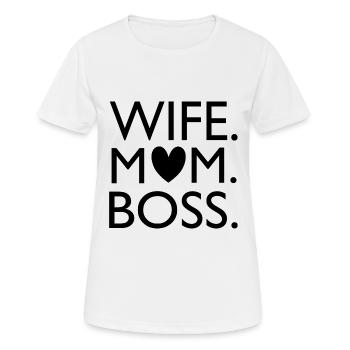 WIFE MOM - Frauen T-Shirt atmungsaktiv - Weiß - Vorne - AI Model Female 172 dark (172cm)