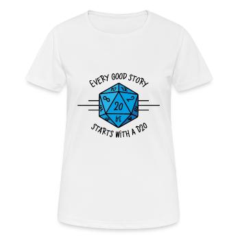 Every good story starts with a D20 - T-shirt respirant Femme - blanc - Devant - AI Model Female 172 dark (172cm)