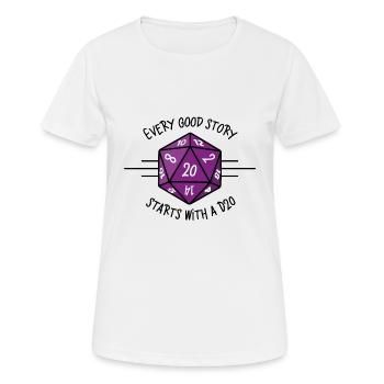 Every good story starts with a D20 - T-shirt respirant Femme - blanc - Devant - AI Model Female 172 dark (172cm)