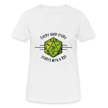 Every good story starts with a D20 - T-shirt respirant Femme - blanc - Devant - AI Model Female 172 dark (172cm)