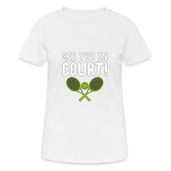 Rendez-vous au tribunal Drôle de tennis Avocat - T-shirt respirant Femme - blanc - Devant - AI Model Female 172 dark (172cm)