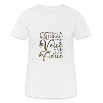 Feministische Geschenkfrau mit einer Stimme Heftiger Feminismus - Frauen T-Shirt atmungsaktiv - Weiß - Vorne - AI Model Female 172 dark (172cm)