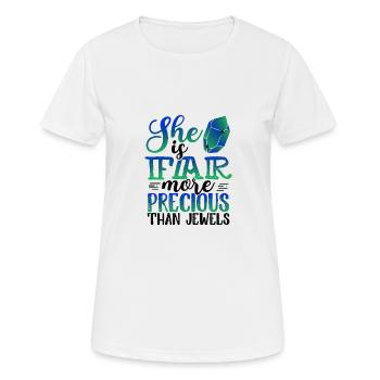 Inspirierend Sie ist viel wertvoller als - Frauen T-Shirt atmungsaktiv - Weiß - Vorne - AI Model Female 172 dark (172cm)