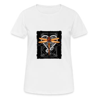 Steampunk Dragonfly Vintage Gears Goth Geschenk - Frauen T-Shirt atmungsaktiv - Weiß - Vorne - AI Model Female 172 dark (172cm)