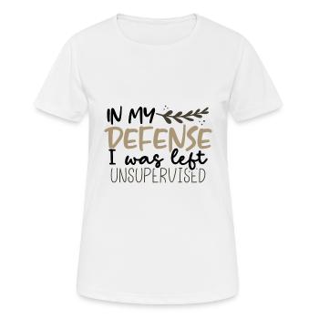 Sarcastique dans ma défense laissé sarcasme sans supervision - T-shirt respirant Femme - blanc - Devant - AI Model Female 172 dark (172cm)