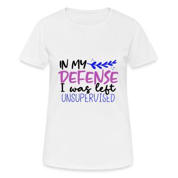 Sarcastique dans ma défense laissé sarcasme sans supervision - T-shirt respirant Femme - blanc - Devant - AI Model Female 172 dark (172cm)
