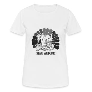 Save Wildlife Geschenke Vintage Wild Animals Go Green - Frauen T-Shirt atmungsaktiv - Weiß - Vorne - AI Model Female 172 dark (172cm)