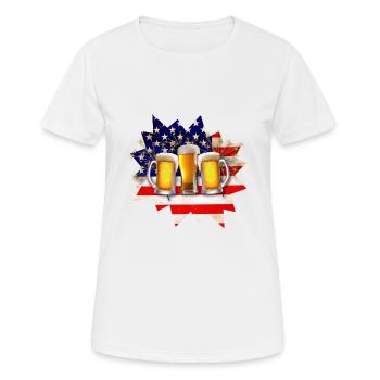 Fun American Flag Patriotic Beer Drinker Gift - Women's Breathable T-Shirt - white - Front - AI Model Female 172 dark (172cm)