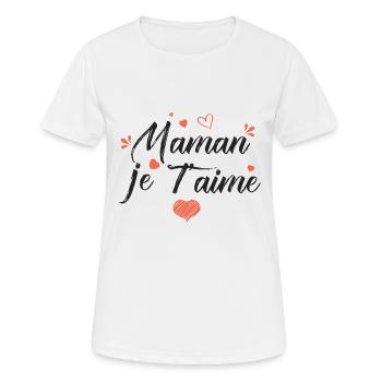 maman je t aime cadeau maman - T-shirt respirant Femme - blanc - Devant - AI Model Female 172 dark (172cm)