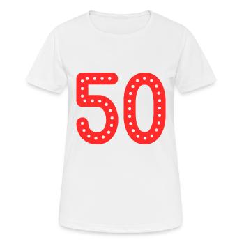 50. 50 YEARS. 50th ANNIVERSARY. 50TH ANNIVERSARY. - Women's Breathable T-Shirt - white - Front - AI Model Female 172 dark (172cm)