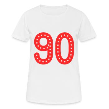 90. 90 YEARS. 90TH ANNIVERSARY. 90TH ANNIVERSARY. - Women's Breathable T-Shirt - white - Front - AI Model Female 172 dark (172cm)