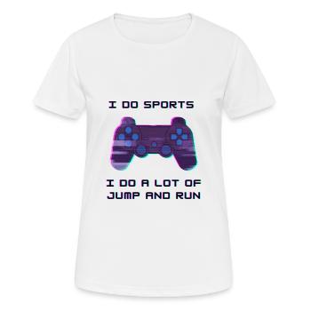 Drôle de jeu disant Gamer Sport Jump and Run - T-shirt respirant Femme - blanc - Devant - AI Model Female 172 dark (172cm)