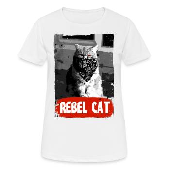 Chat Rebelle - Chat Grincheux - Chat - T-shirt respirant Femme - blanc - Devant - AI Model Female 172 dark (172cm)