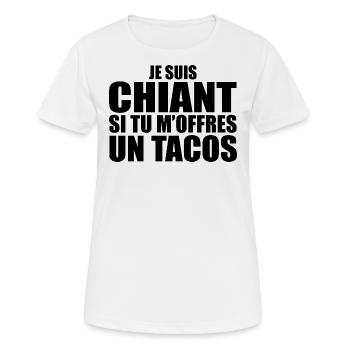 Mann, der liebt: Tacos. Lustiger Design-Humor - Frauen T-Shirt atmungsaktiv - Weiß - Vorne - AI Model Female 172 dark (172cm)