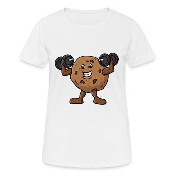 Biscuit soulève des haltères - T-shirt respirant Femme - blanc - Devant - AI Model Female 172 dark (172cm)
