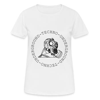 Techno - Techno music - Gasmaske - Underground - Frauen T-Shirt atmungsaktiv - Weiß - Vorne - AI Model Female 172 dark (172cm)