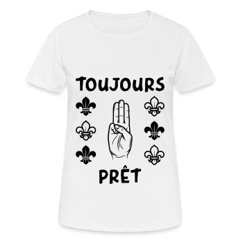 Scout Toujours Prêt ! - T-shirt respirant Femme - blanc - Devant - AI Model Female 172 dark (172cm)