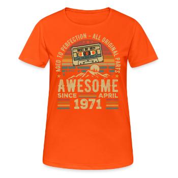 April 1971 Vintage Retro Geburtstagsgeschenk - Frauen T-Shirt atmungsaktiv - Neonorange - Vorne - AI Model Female 172 dark (172cm)