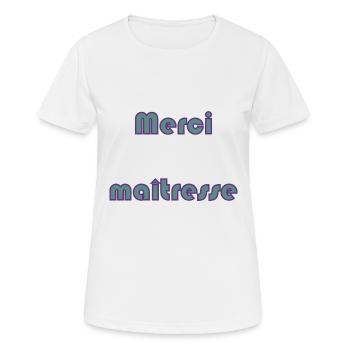 MERCI. MAÎTRESSE. MAÎTRE. MERCI MAÎTRESSE. MAITRE - T-shirt respirant Femme - blanc - Devant - AI Model Female 172 dark (172cm)