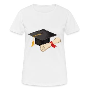 Retro Pixel Uni Abschluss - Frauen T-Shirt atmungsaktiv - Weiß - Vorne - AI Model Female 172 dark (172cm)