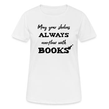 0040 Immer volle Bücherregale | Bücherstapel - Frauen T-Shirt atmungsaktiv - Weiß - Vorne - AI Model Female 172 dark (172cm)