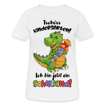 Tschüss Kindergarten, ich bin ein Schulkind Dino - Frauen T-Shirt atmungsaktiv - Weiß - Vorne - AI Model Female 172 dark (172cm)