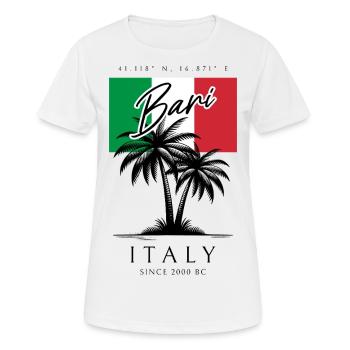 Bari Italy Palm Trees Flag Travel Souvenir - Women's Breathable T-Shirt - white - Front - AI Model Female 172 dark (172cm)