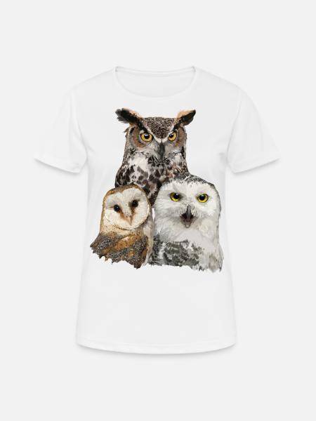 Eulen und Eule - Frauen T-Shirt atmungsaktiv - Weiß