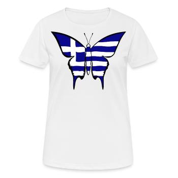 Drapeau de la Grèce papillon - T-shirt respirant Femme - blanc - Devant - AI Model Female 172 dark (172cm)